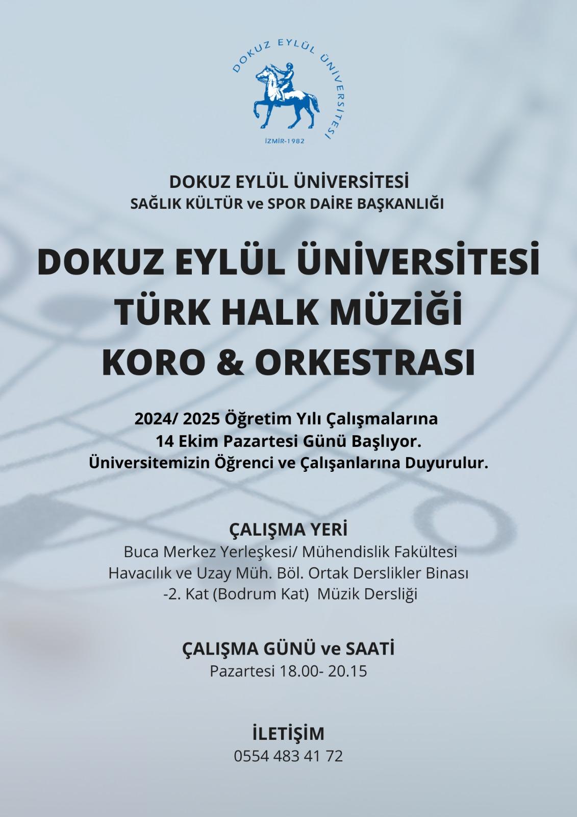 Üniversitemiz Türk Halk Müziği Koro ve Orkestrası Çalışmalarına Başlıyor.